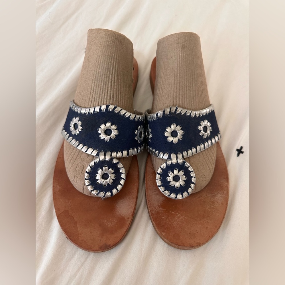 Jack Rogers Navy Blue and Brown Leather Sandal
